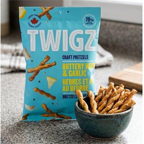 Twigz Buttery Herb & Garlic Pretzels 12x 42g