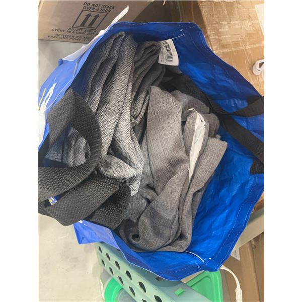 Gray Curtain Panels in Blue Tote