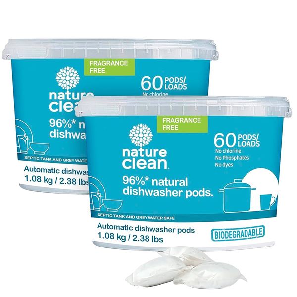 Nature Clean Natural Dishwasher Pods, 2 x 2.38 lbs