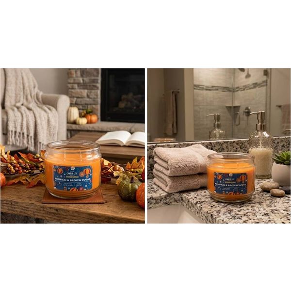 Case of 4 - Candle-lite 10oz 3 Wick Pumpkin & Brown Sugar Candle