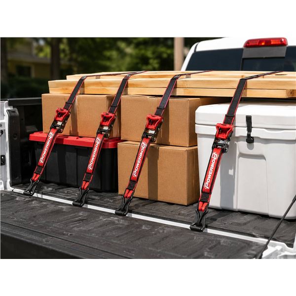 Powerbuilt 4 Piece Ratchet Tie Down Set