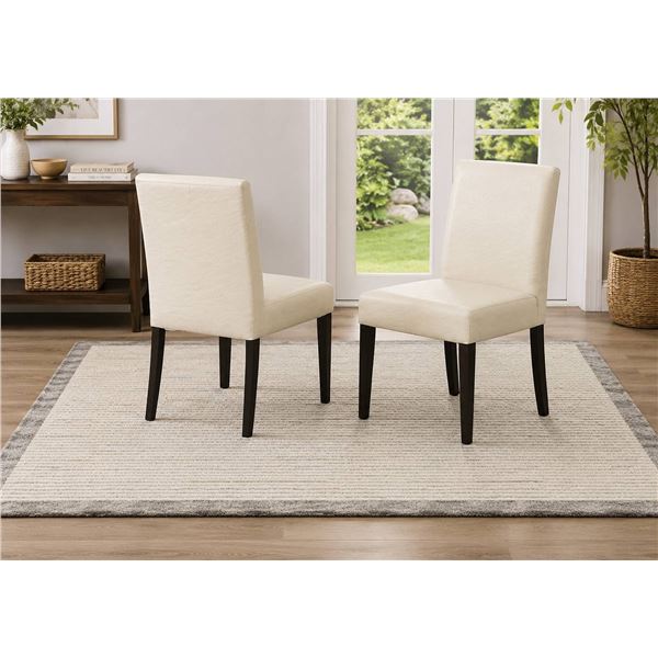 2-Pack Cream Bonded Leather Chairs