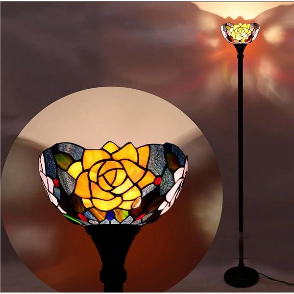 Tiffany Torchiere Lamp Stained Glass Style Floor Lamp **May Vary From Stock Photo**