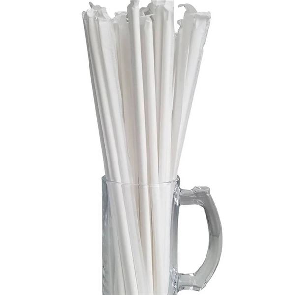 KINPACK 10" White Paper Jumbo Straws, 5400pcs