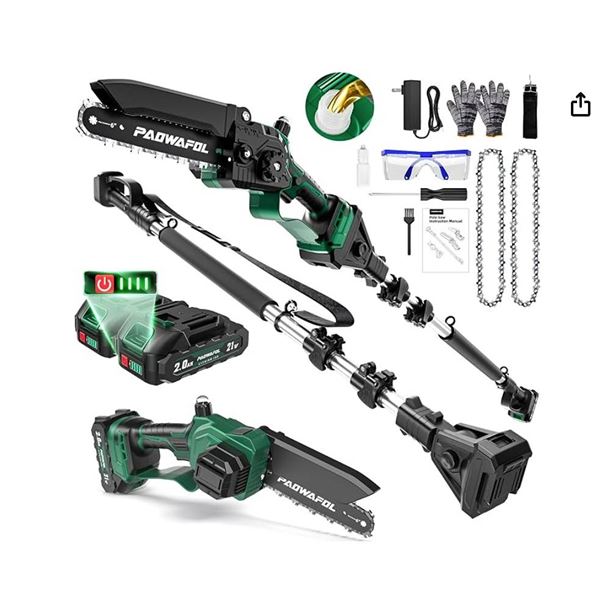 2-in-1 Pole Saws for Tree Trimming, Mini Chainsaw Cordless 6 Inch