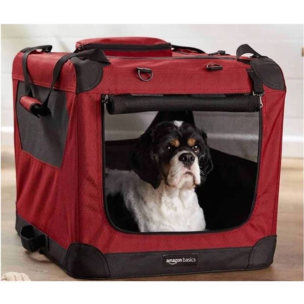 Amazon Basics 36-Inch Folding Soft Pet Crate RED