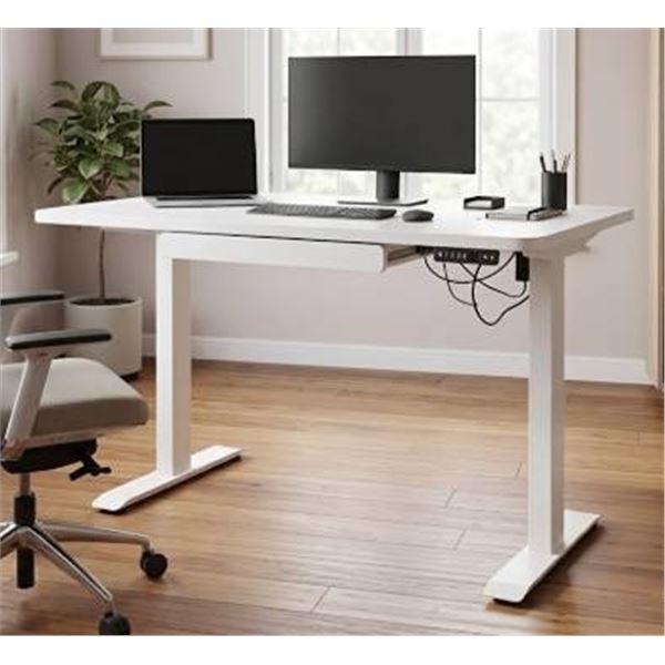 White Electric Adjustable Desk, 24" x 48"