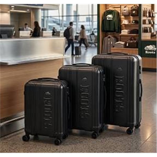 Roots Black Hard Shell Luggage Set of 3