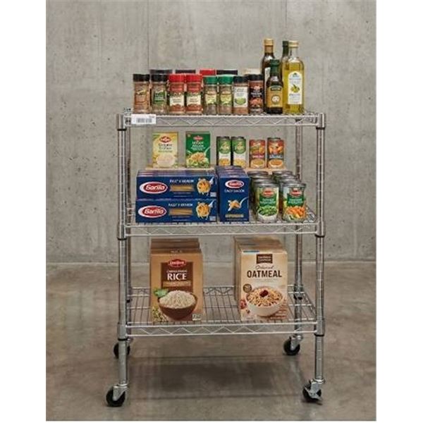 Metal Wire Utility Shelf on Casters, 14" x 24
