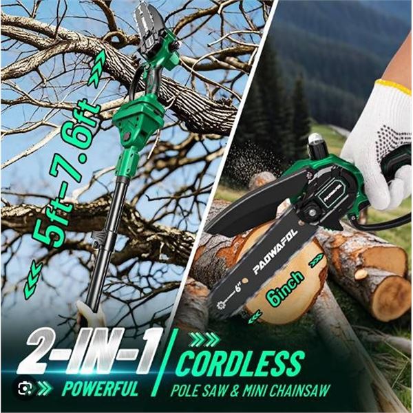 PAOWAFOL 2-in-1 Electric 6" Pole Saw