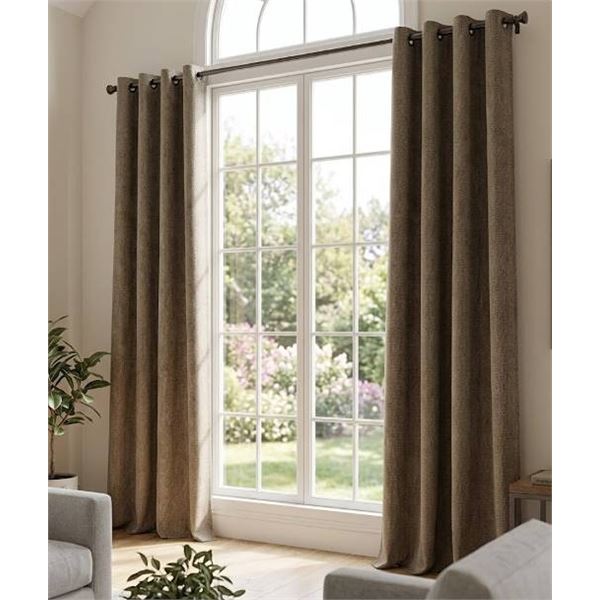 Lot of 2 - Brown Blackout Curtain Panels 96"