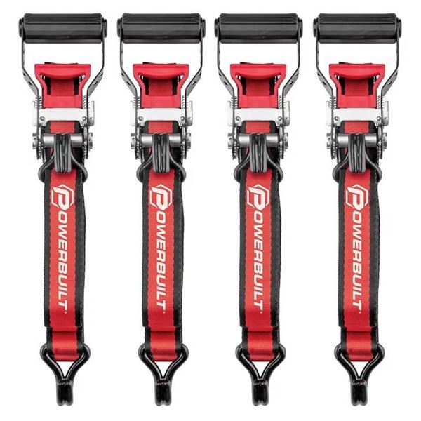 Powerbuilt 4-Piece Ratchet Tie Down Set