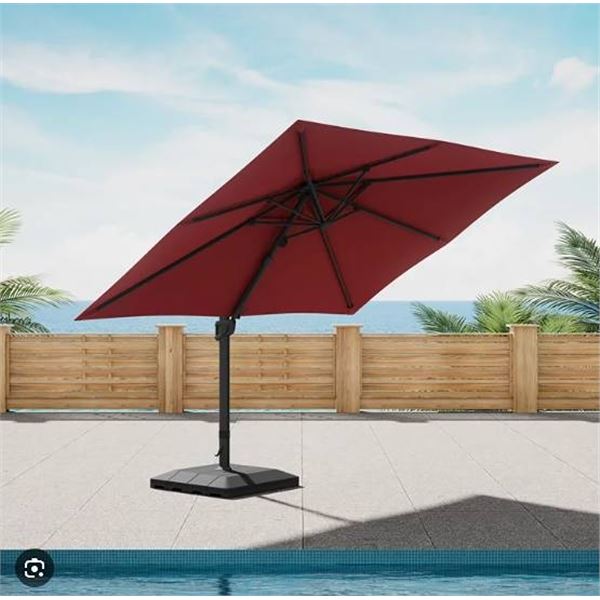 Red Offset Sunshade with Stand
