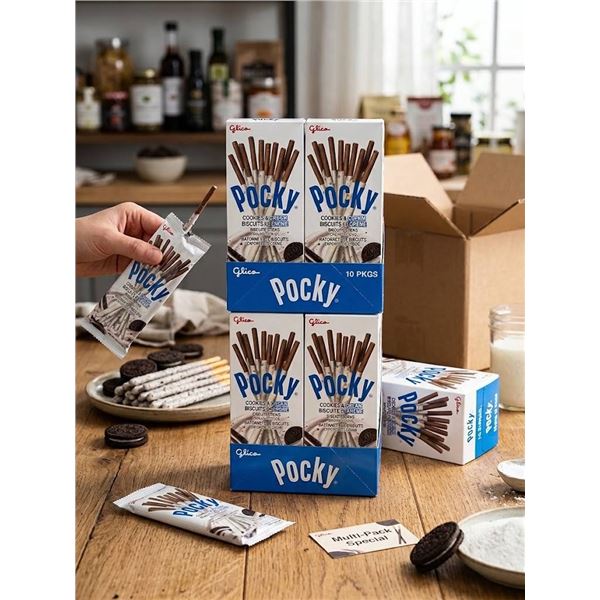 lot of 2 - Glico Pocky Cookies & Cream 10-Pack