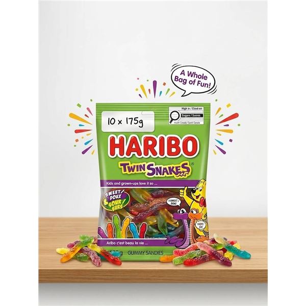 Haribo Twin Snakes Gummy Candy 10 x 175g