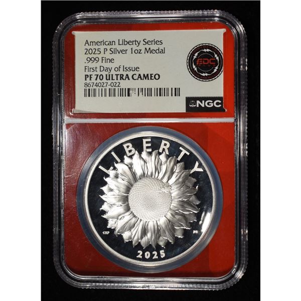 2025-P 1 OZ .999 SILVER NGC PF70 ULTRA CAMEO