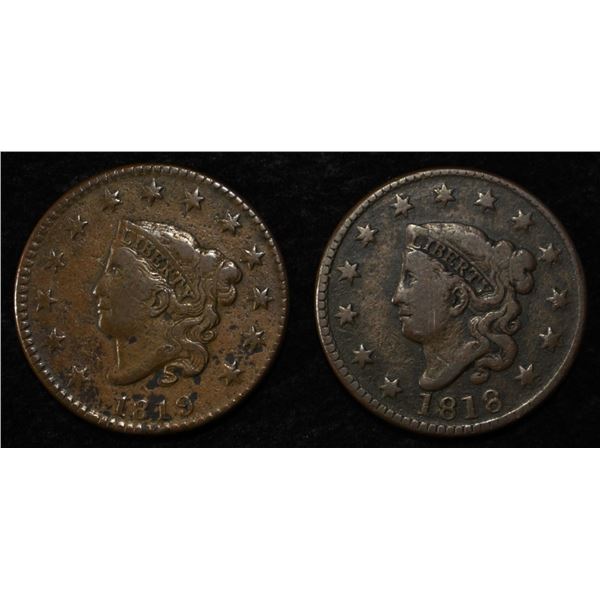 2 LARGE CENTS 1818 FINE & 1819 FINE-SCRATCHES REV.