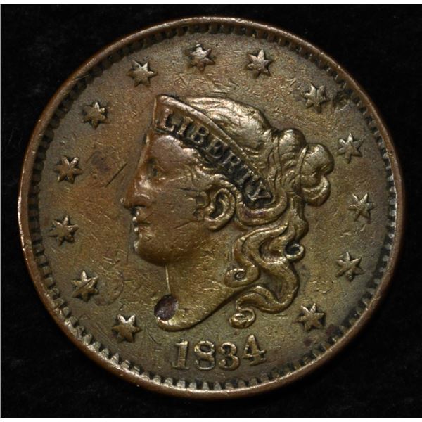 1834 LARGE CENT VF