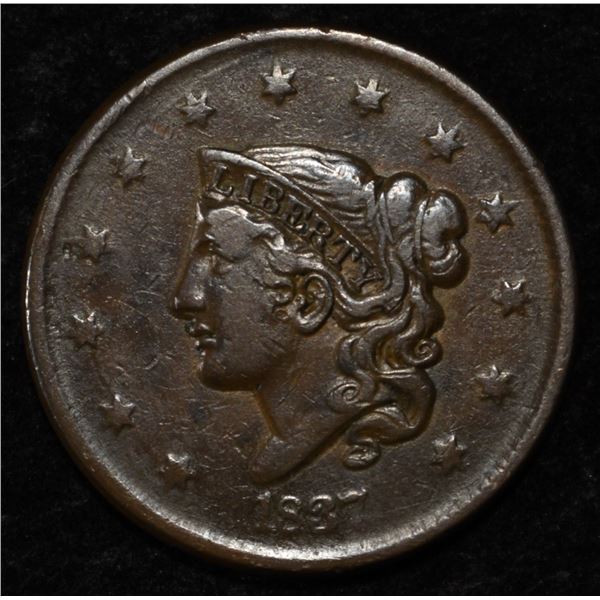 1837 LARGE CENT XF
