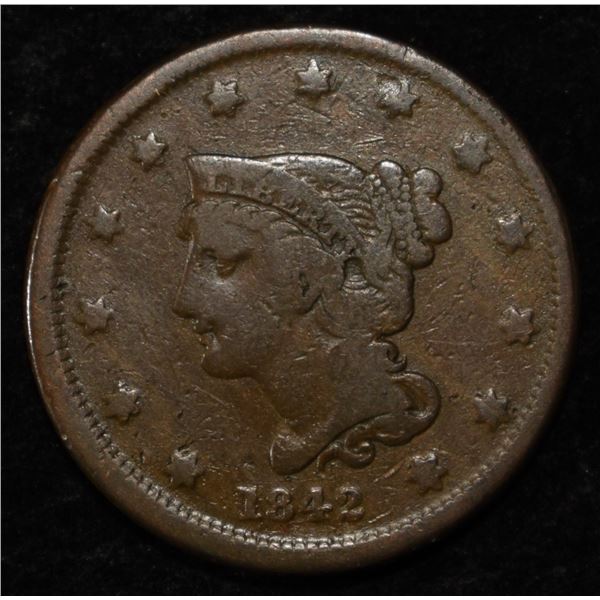 1842 SMALL DATE LARGE CENT FINE