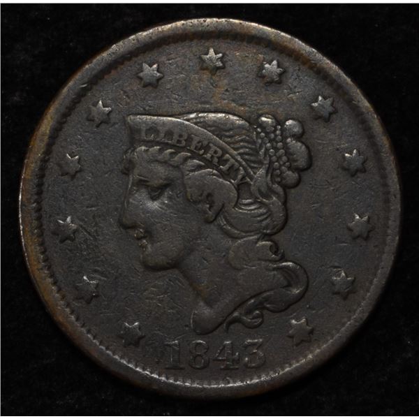 1843 LARGE CENT VF