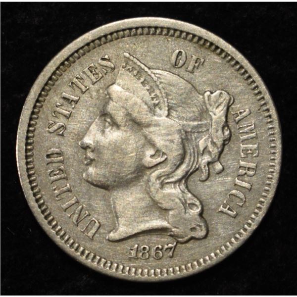 1867 3 CENT NICKEL XF