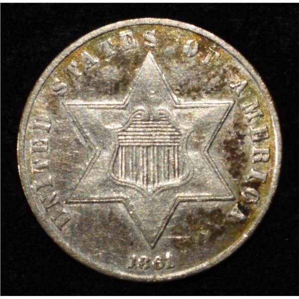 1861 3 CENT SILVER XF