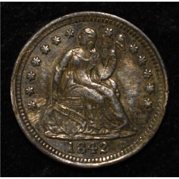 1842 SEATED LIBERTY HALF DIME AU REV DAMAGE