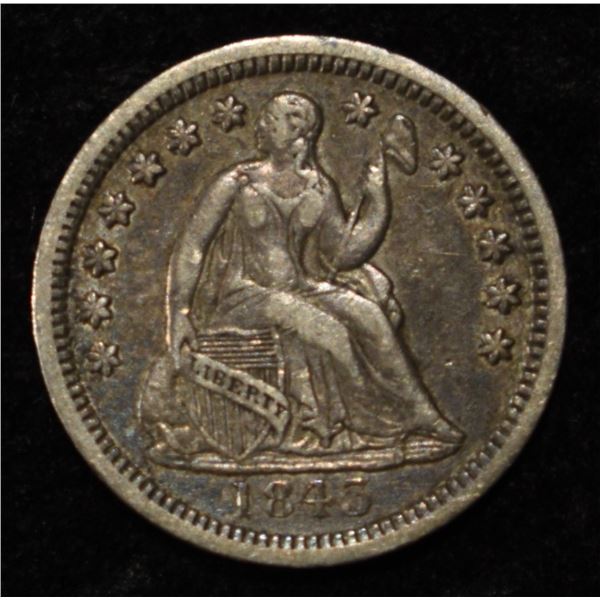 1843 SEATED LIBERTY HALF DIME XF