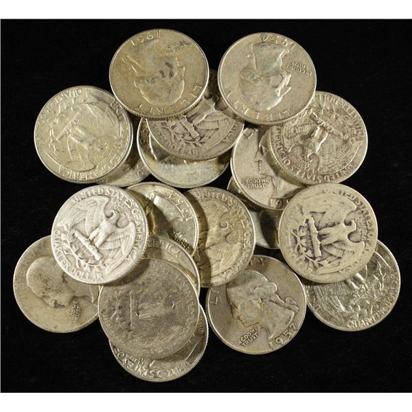 (20) 90% SILVER WASHINGTON QUARTERS
