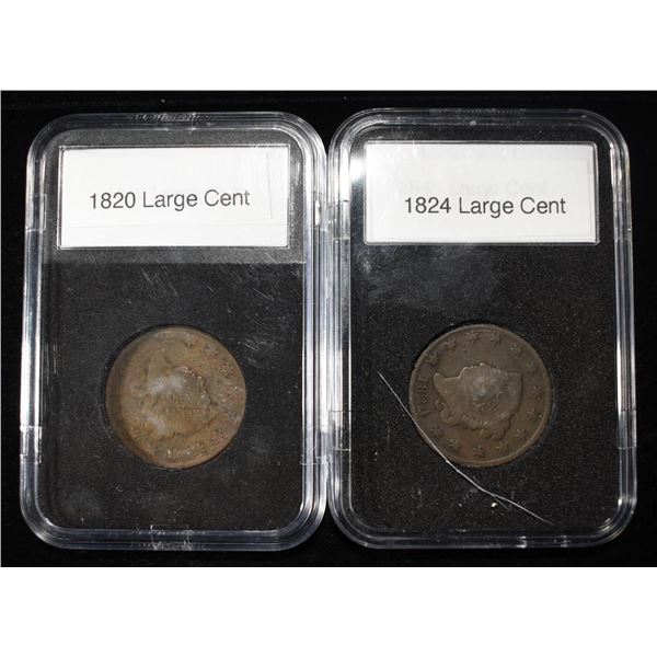 1820 & 1824 CORONET HEAD LARGE CENTS