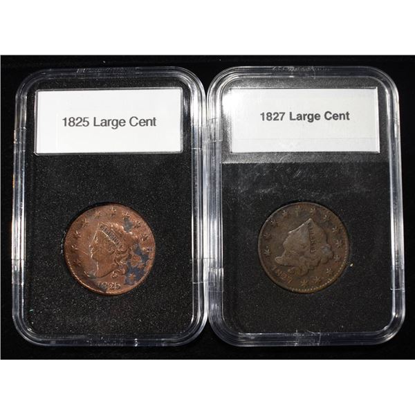 1825 & 1827 CORONET HEAD LARGE CENTS