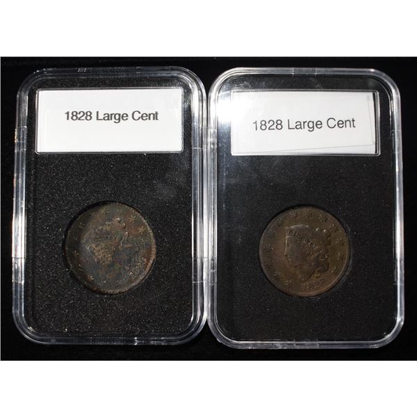 (2) 1828 CORONET HEAD LARGE CENTS