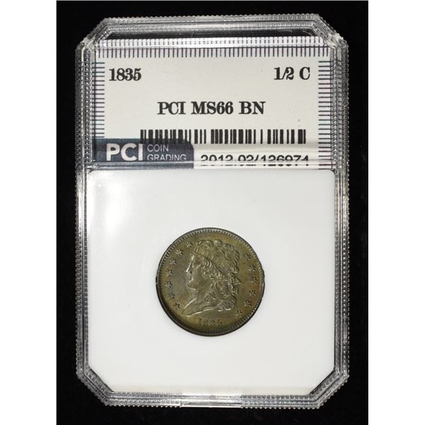 1835 CLASSIC HEAD HALF CENT PCI SUPERB GEM BU BN