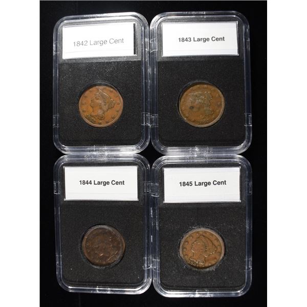 (4) BRAIDED HAIR LARGE CENTS