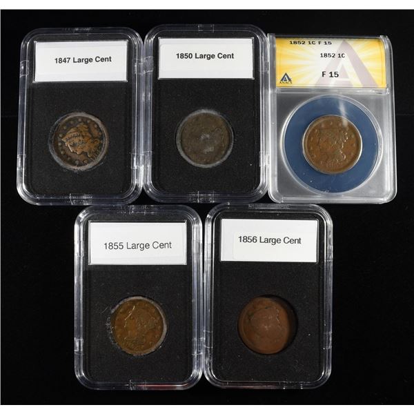 (5) BRAIDED HAIR LARGE CENTS