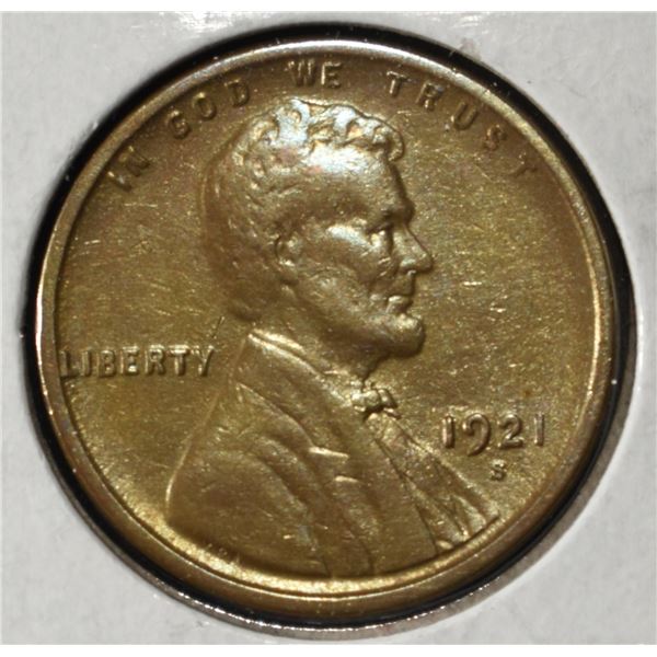 1921-S WHEAT CENT AU
