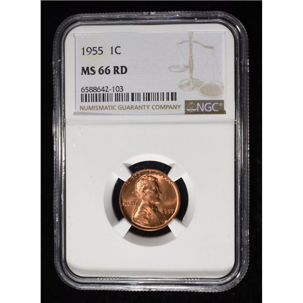 1955 WHEAT CENT NGC MS66 RD
