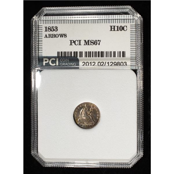 1853 LIBERTY SEATED HALF DIME PCI SUPERB GEM BU