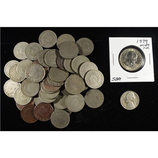 (43) 'V' NICKELS, 1941 JEFFERSON 5C & 1979 SBA $1
