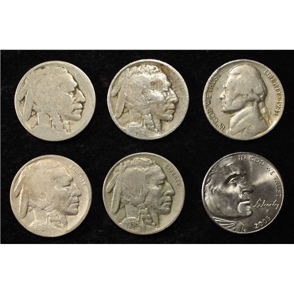 (4) BUFFALO NICKELS & (2) JEFFERSON NICKELS