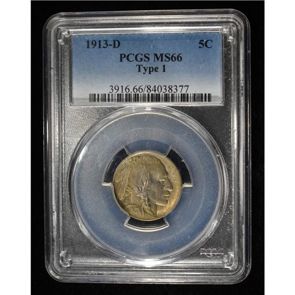 1913-D BUFFALO NICKEL PCGS MS66 T1