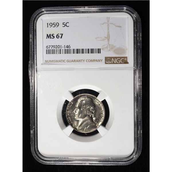 1959 JEFFERSON NICKEL NGC MS67