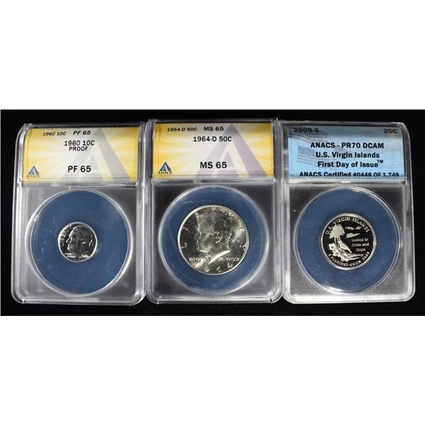 (3) ANACS GRADED COINS