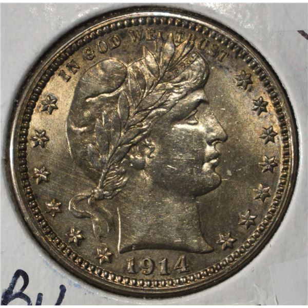1914 BARBER QUARTER CH BU LIGHT OLD CLEANING
