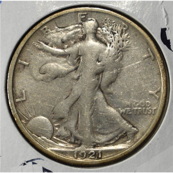 1921-D WALKING LIBERTY HALF DOLLAR VF