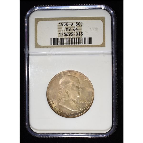 1950-D FRANKLIN HALF DOLLAR NGC MS64