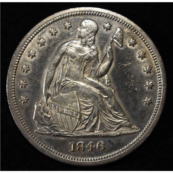 1846 LIBERTY SEATED $1 CH BU LIGHT OLD CLEANING