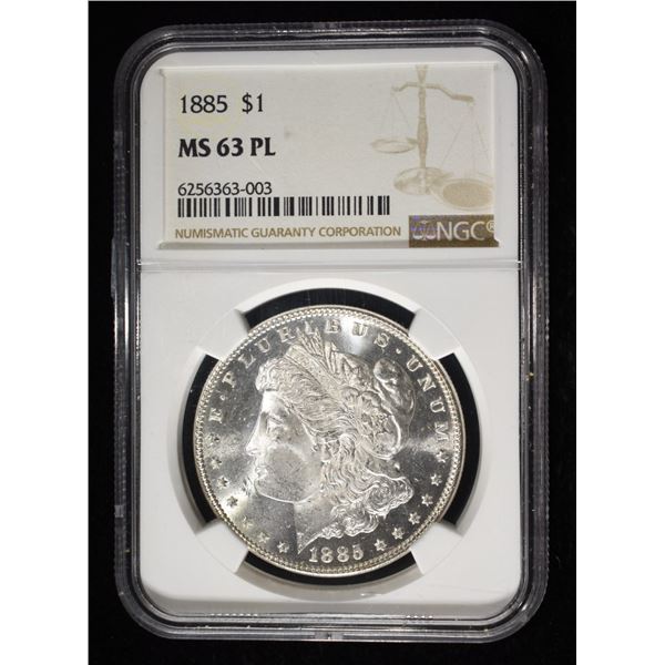 1885 MORGAN DOLLAR NGC MS63PL
