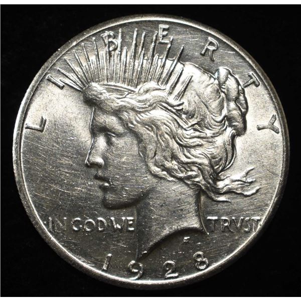 1928 PEACE DOLLAR BU CLEANED